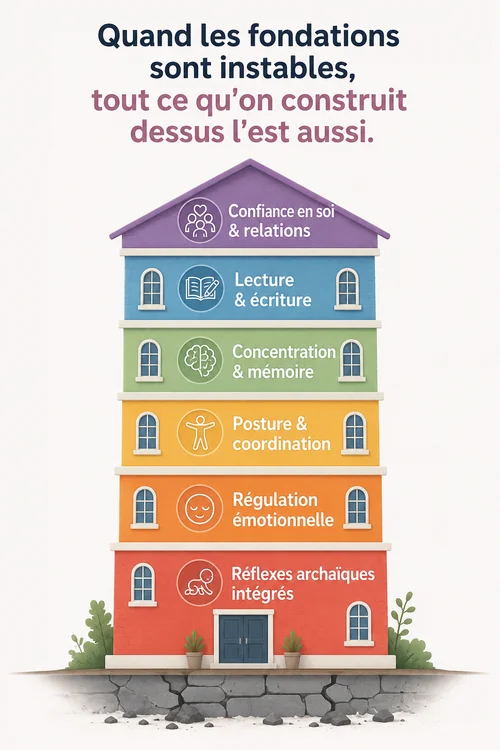 Schéma réflexes archaïques fondations développement enfant — concentration émotions apprentissages